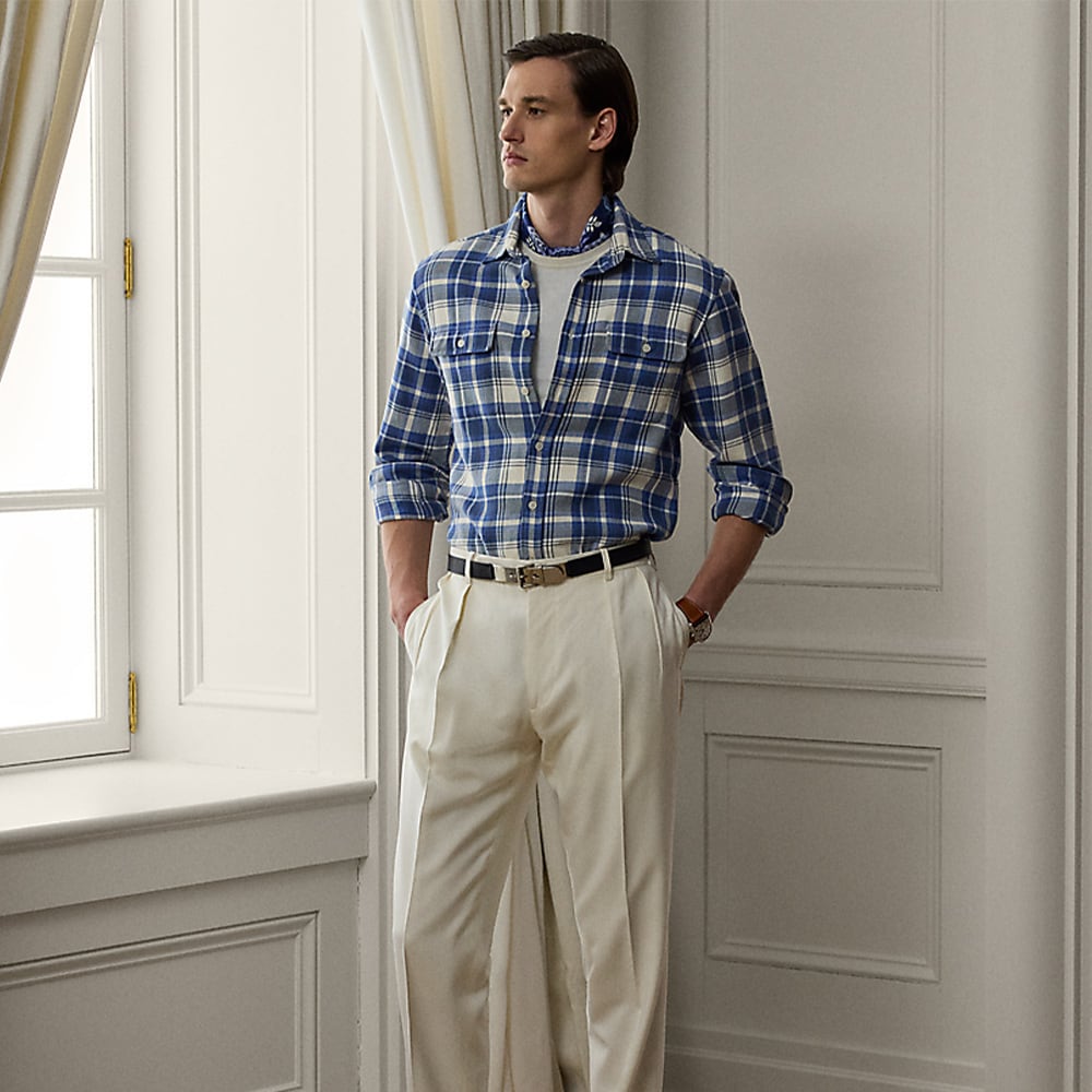 Plaid Twill Shirt - Blue/Cream
