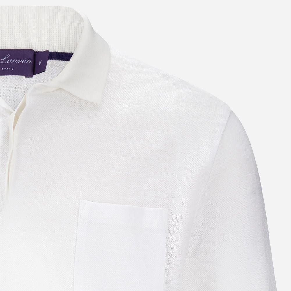 Linen-Cotton Piqué Polo Shirt - Off White