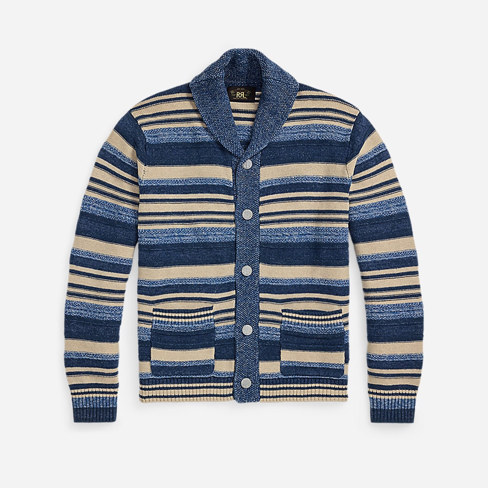 R.R.L. Cotton-Linen Cardigan - Indigo/Multi