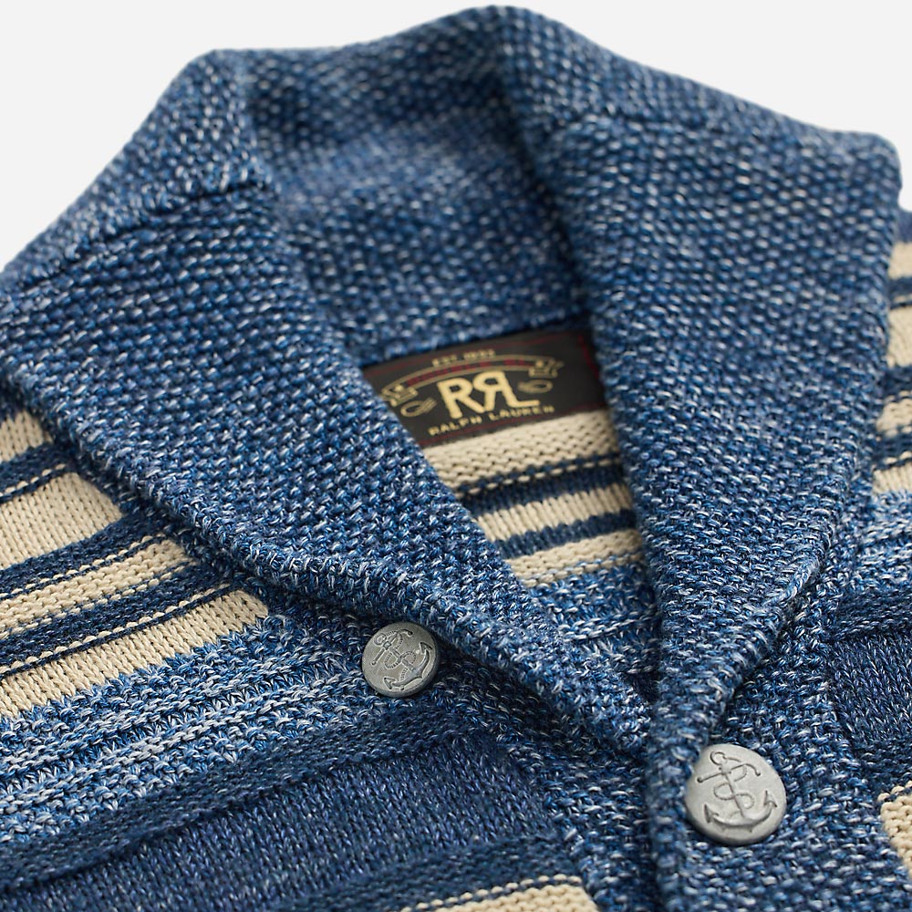 R.R.L. Cotton-Linen Cardigan - Indigo/Multi