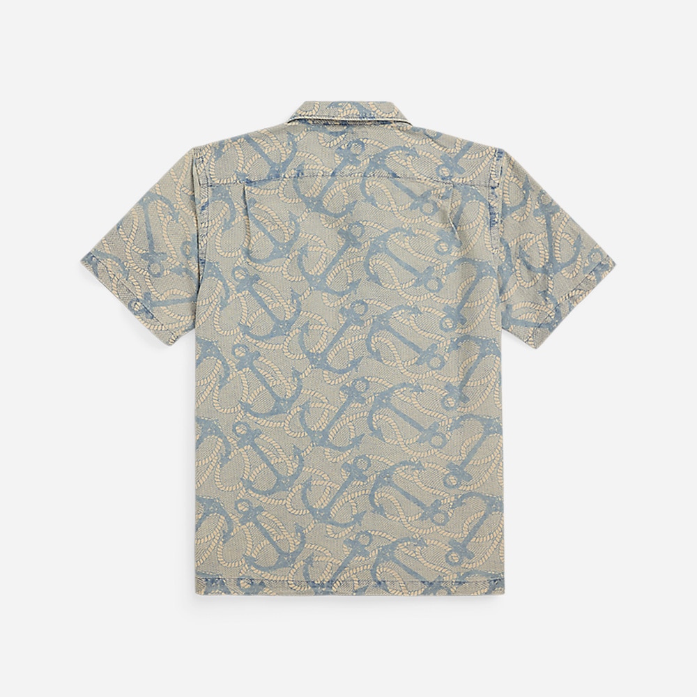 Anchor-Print Camp Shirt - Navy/Cream Multi
