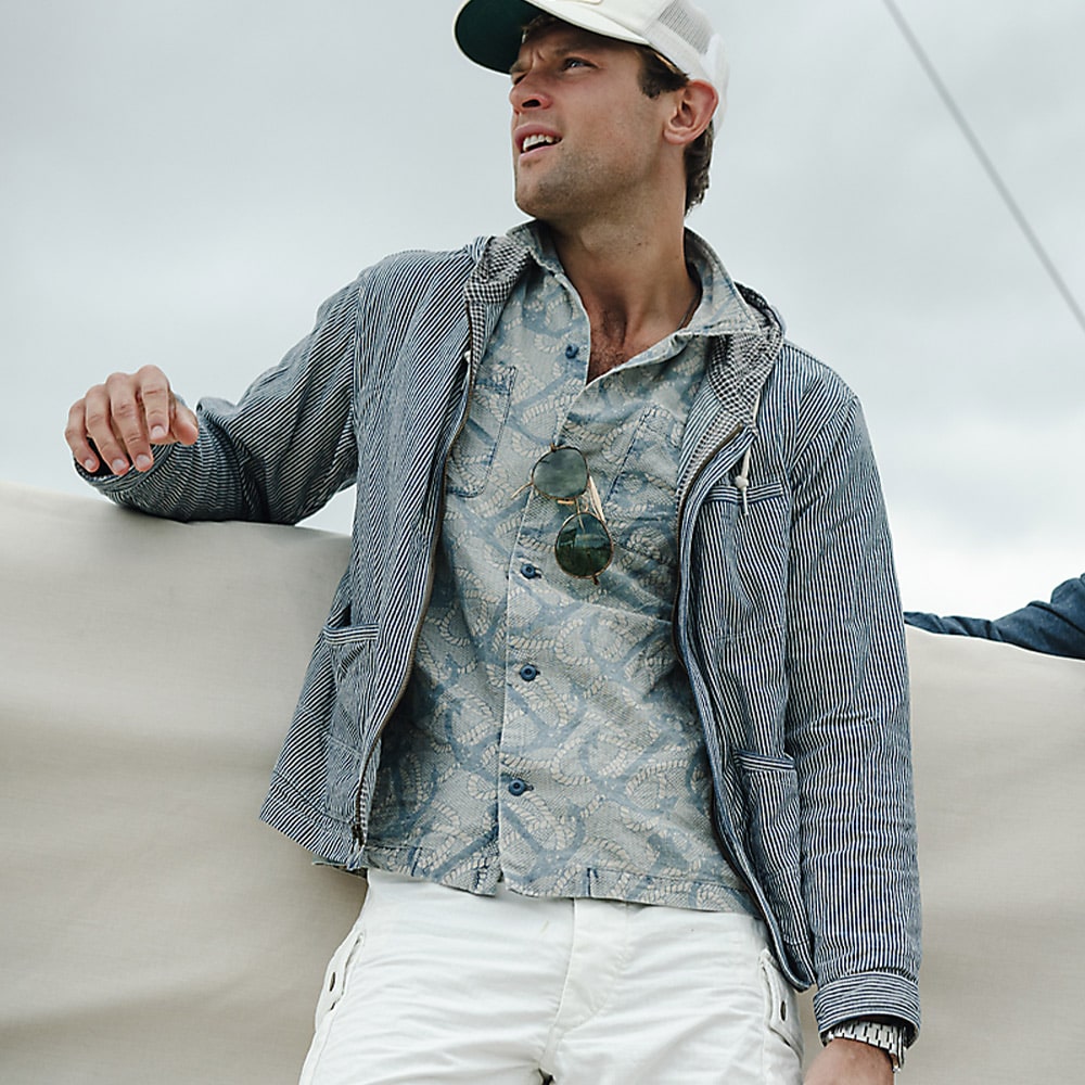 Anchor-Print Camp Shirt - Navy/Cream Multi