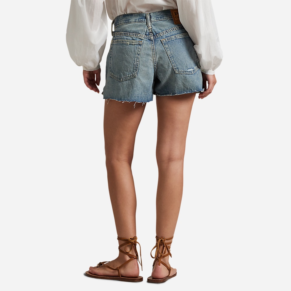 Distressed-Hem Denim Short - Mixco Wash
