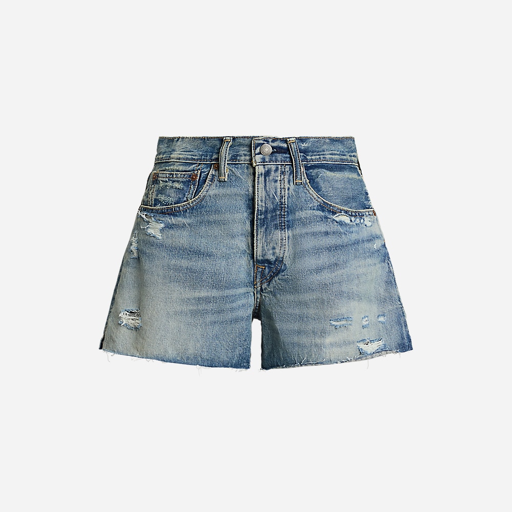 Distressed-Hem Denim Short - Mixco Wash
