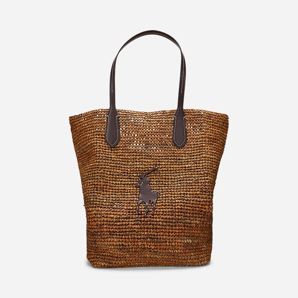 Big Pont Raffia Large Tote - Toasted Almond/Chocolate