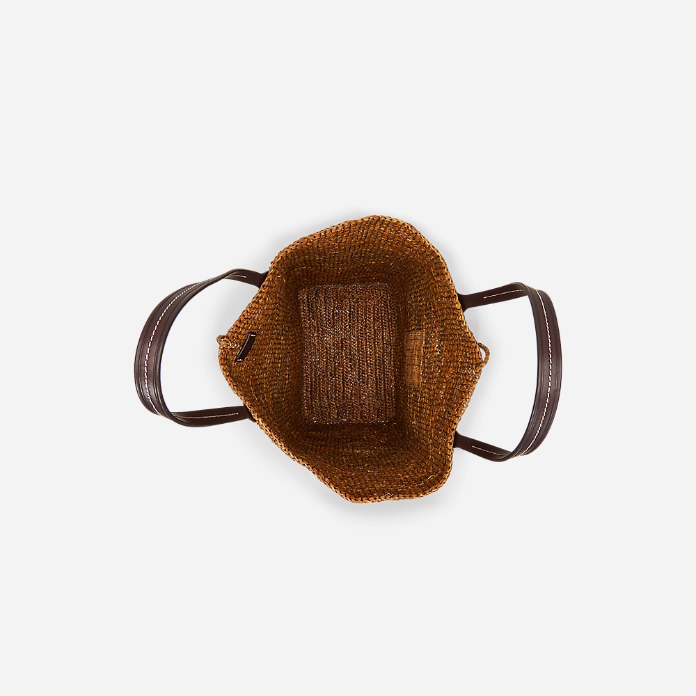 Big Pont Raffia Large Tote - Toasted Almond/Chocolate