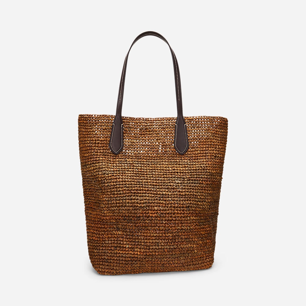 Big Pont Raffia Large Tote - Toasted Almond/Chocolate