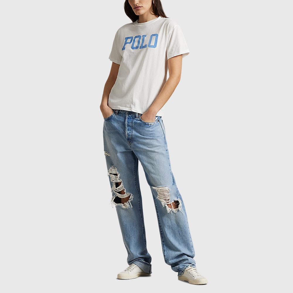 Logo Cotton Jersey Crewneck Tee - Antique White