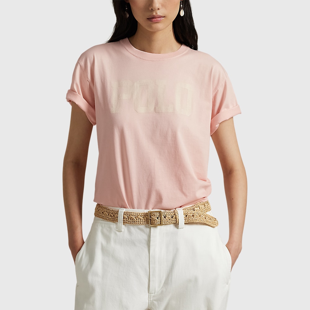 Logo Cotton Jersey Crewneck Tee - Pale Pink
