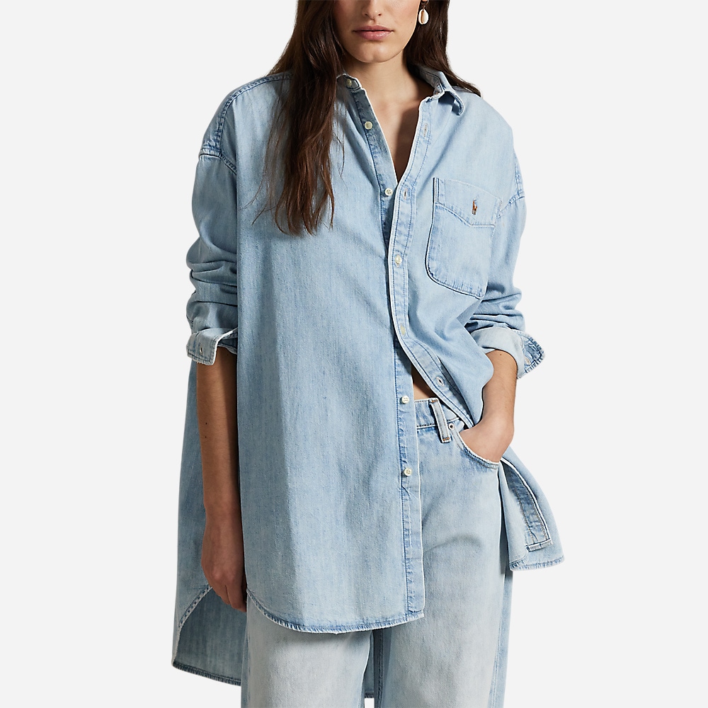 Oversize Cotton Denim Shirt - Soria Wash