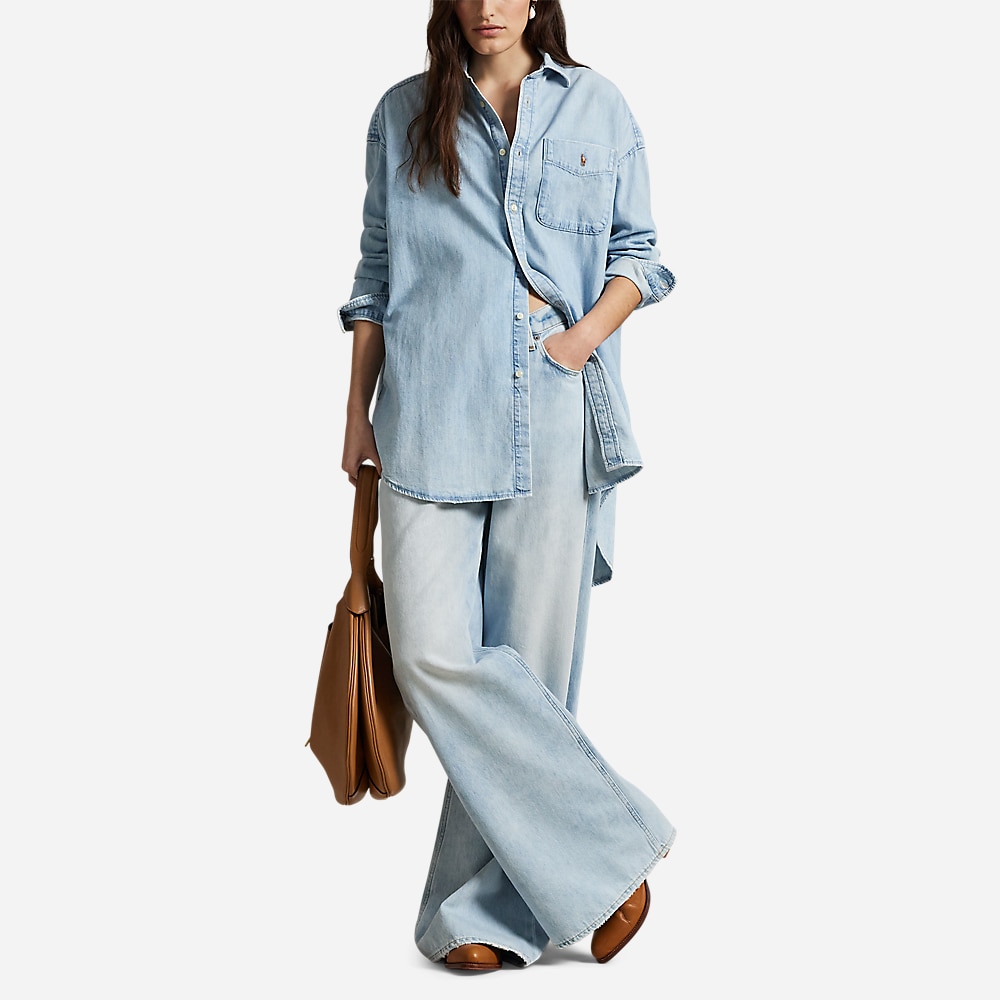 Oversize Cotton Denim Shirt - Soria Wash