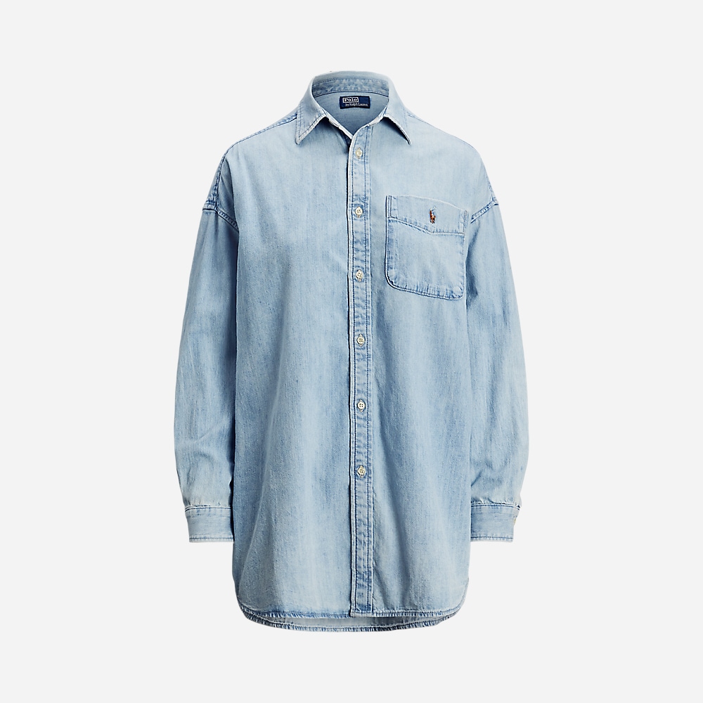 Oversize Cotton Denim Shirt - Soria Wash