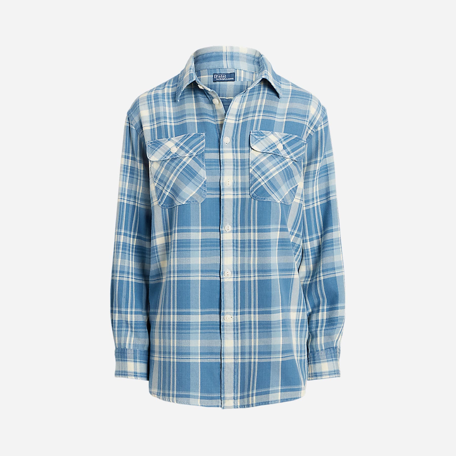 Plaid Cotton Twill Workshirt - Blue/White Multi Plaid