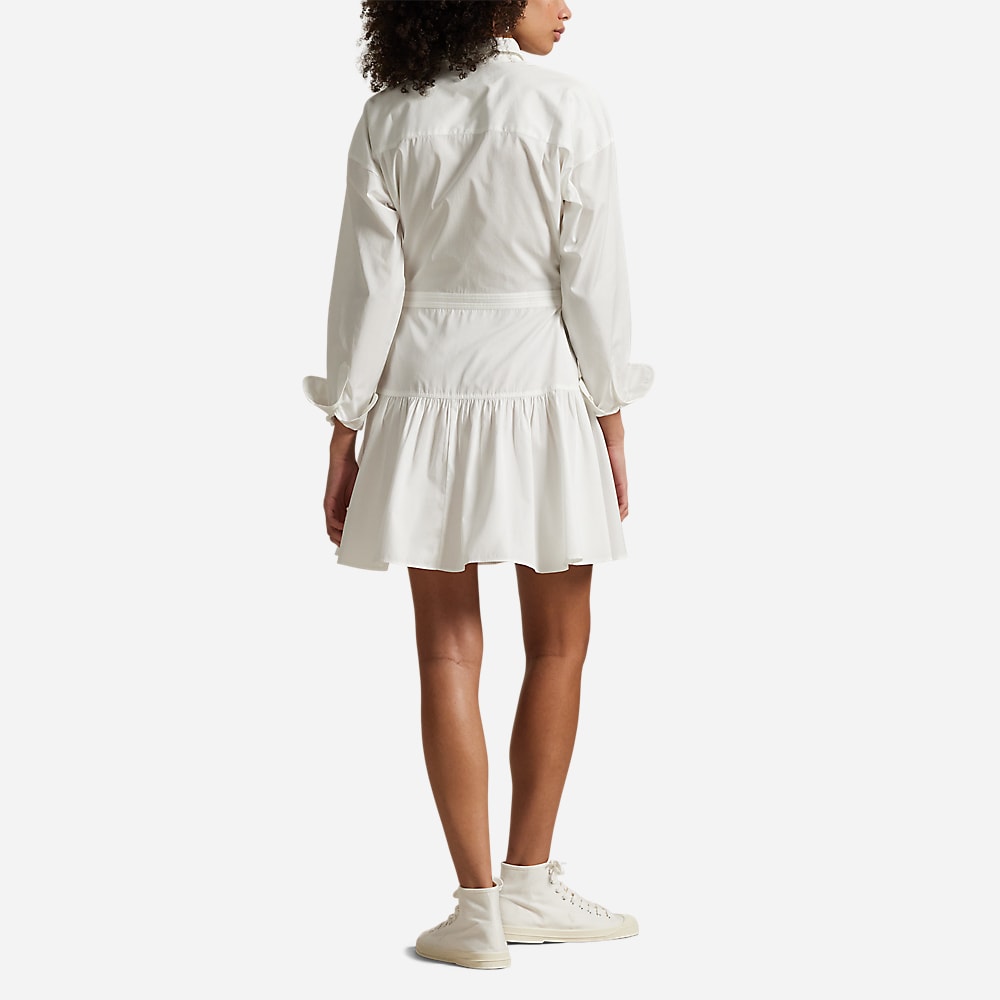 Cotton Boradcloth Paneled Shirtdress - White