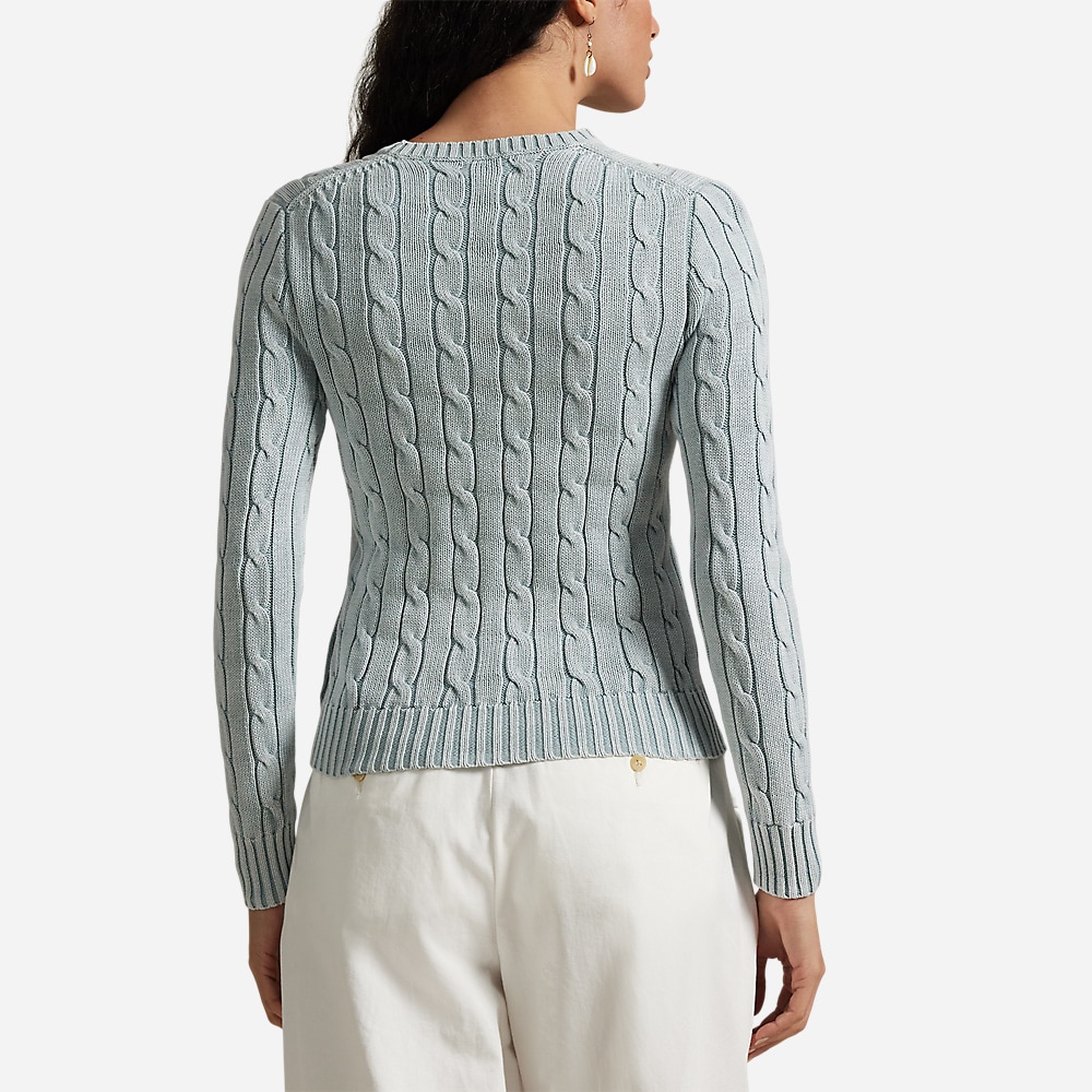 Cable-Knit Cotton Crewneck Sweater - Light Chambray