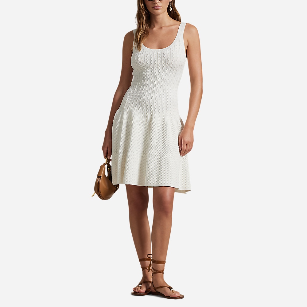 Cable-Knit Sleeveless Sweater Dress - Cream