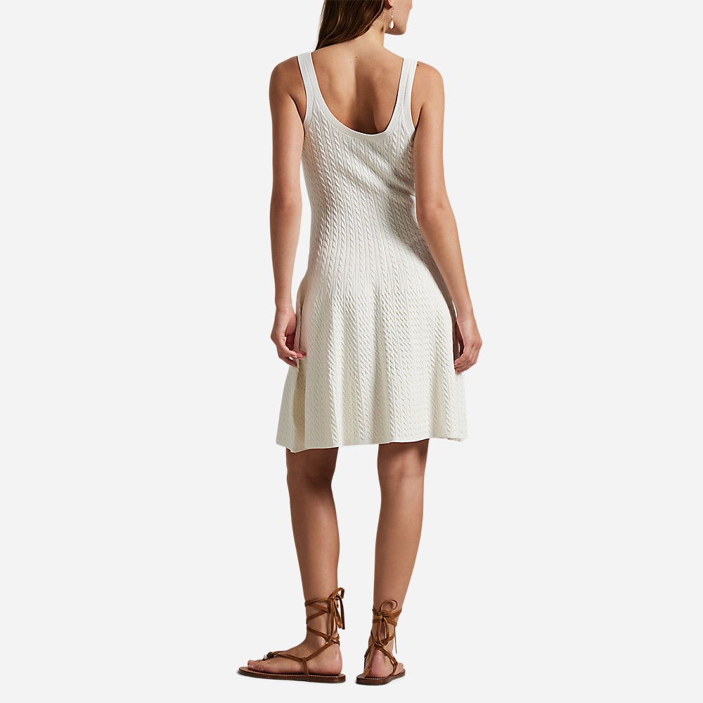 Cable-Knit Sleeveless Sweater Dress - Cream