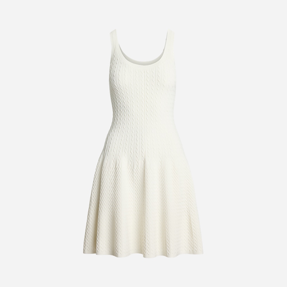 Cable-Knit Sleeveless Sweater Dress - Cream