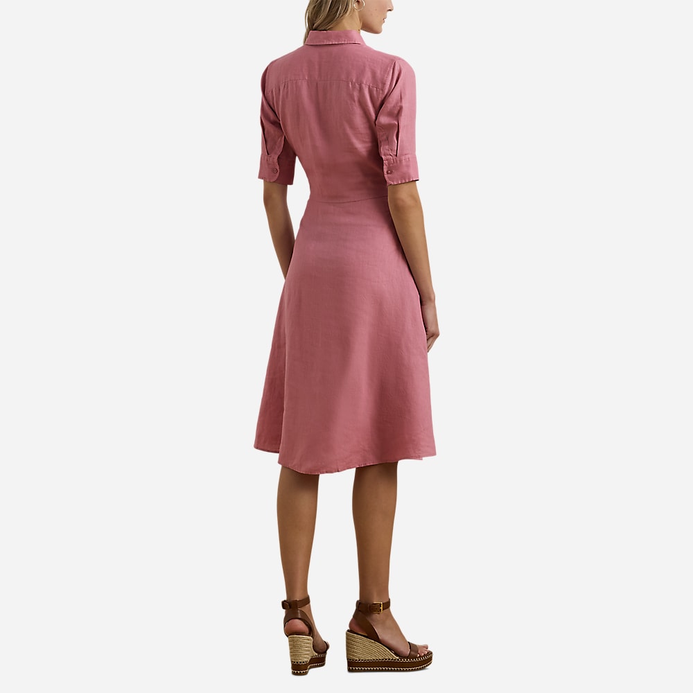 Tie-Front Linen Shirtdress - Rose Mauve