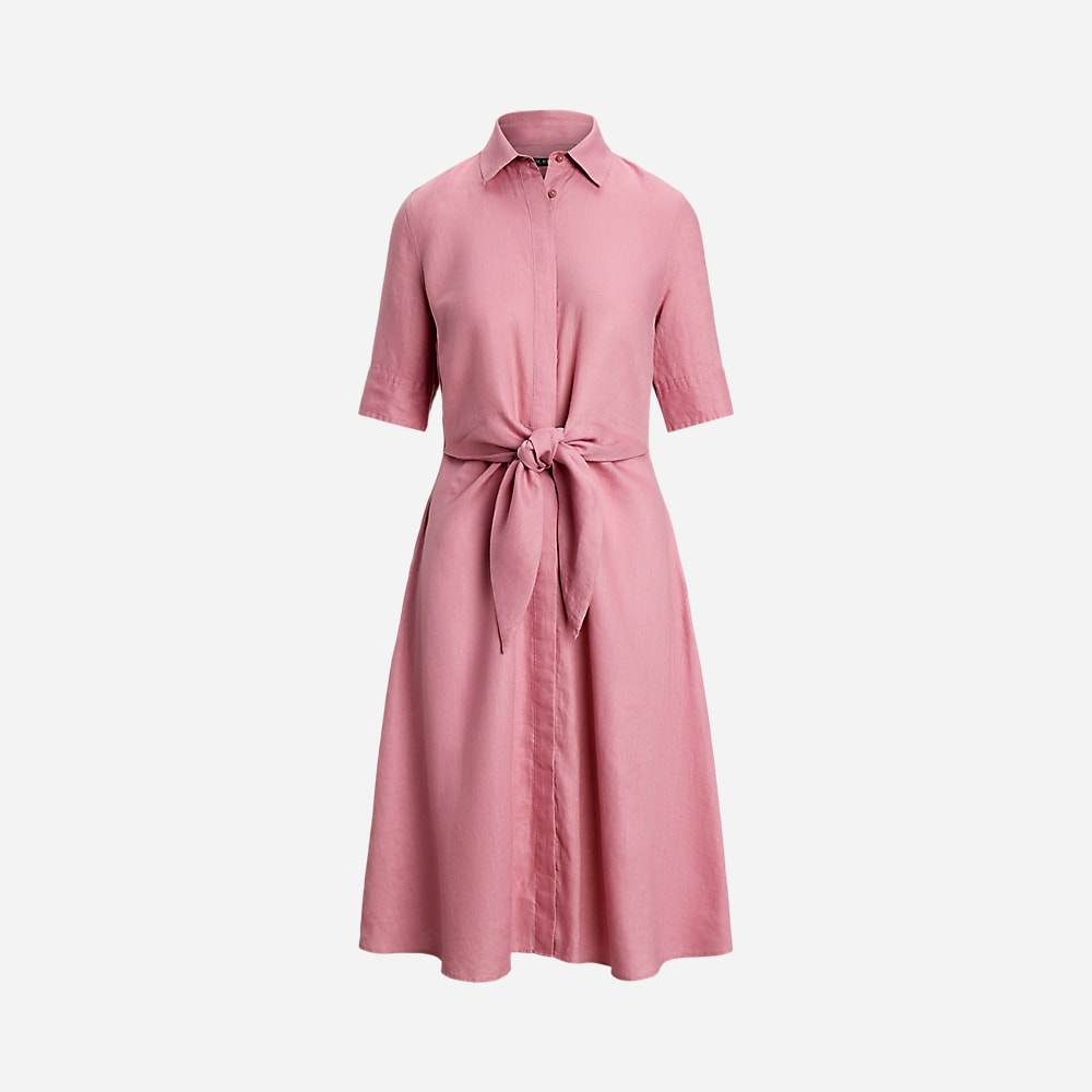 Tie-Front Linen Shirtdress - Rose Mauve