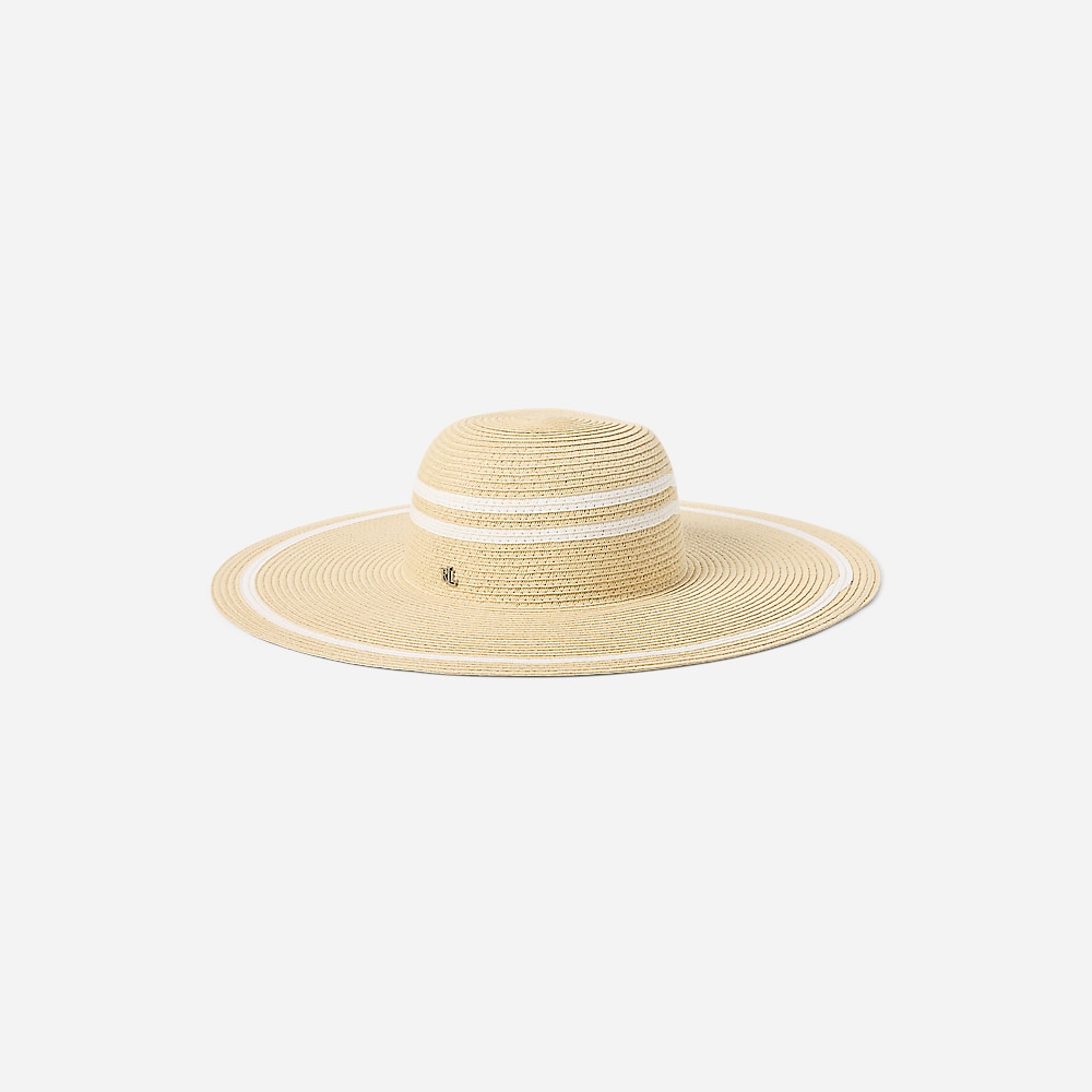 Striped Straw Sun Hat - Natural/Cream