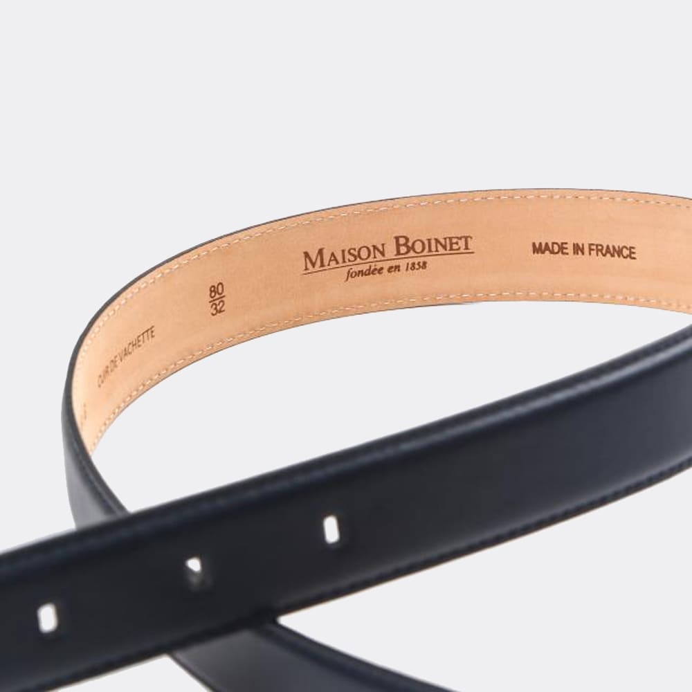 Smooth Leather Belt - Navy