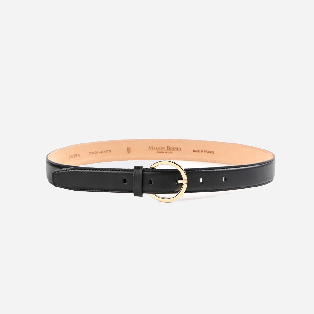 Smooth Leather Belt - Black