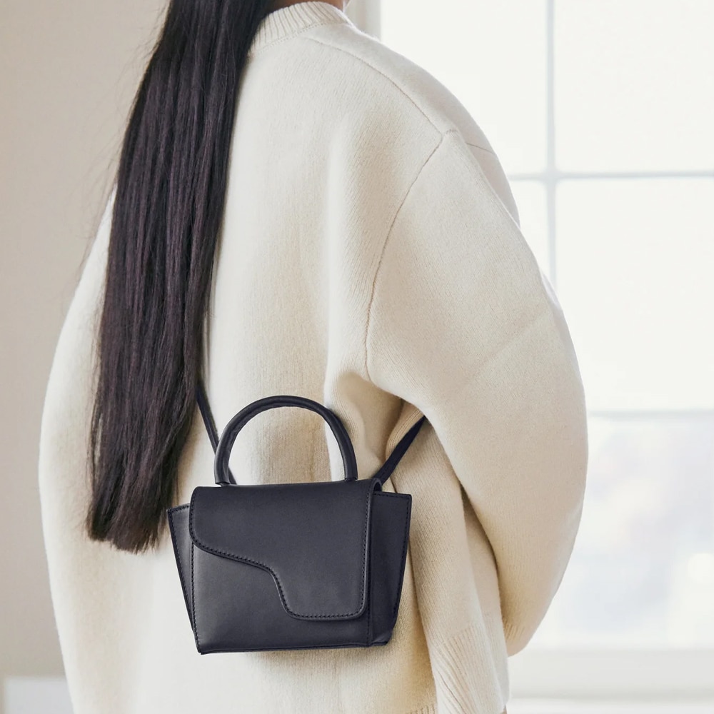 Montalcino Black Leather Mini Handbag - Black