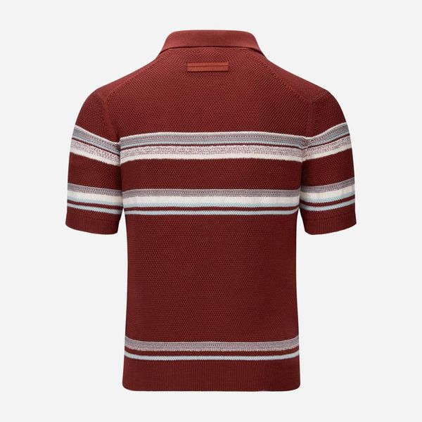 Cotton & Silk Polo Shirt - Md Orgstrp