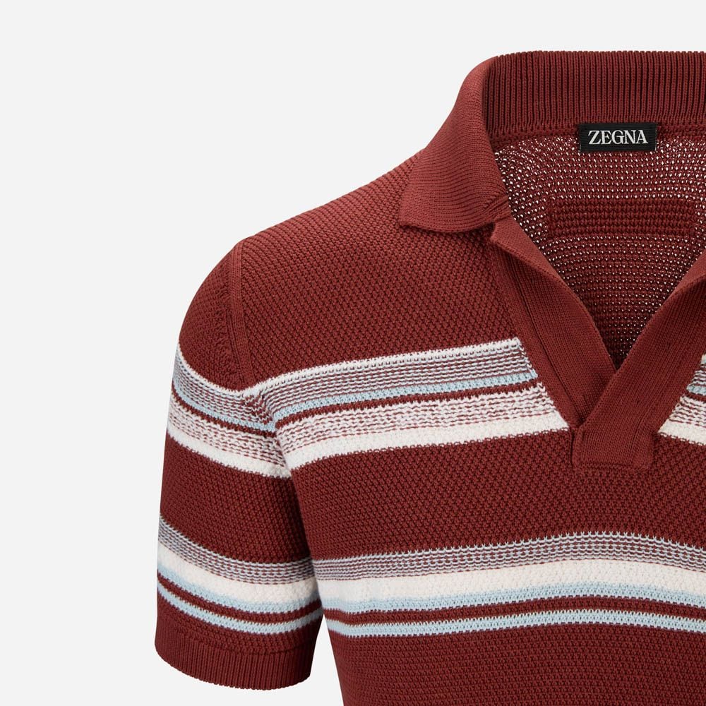 Cotton & Silk Polo Shirt - Md Orgstrp
