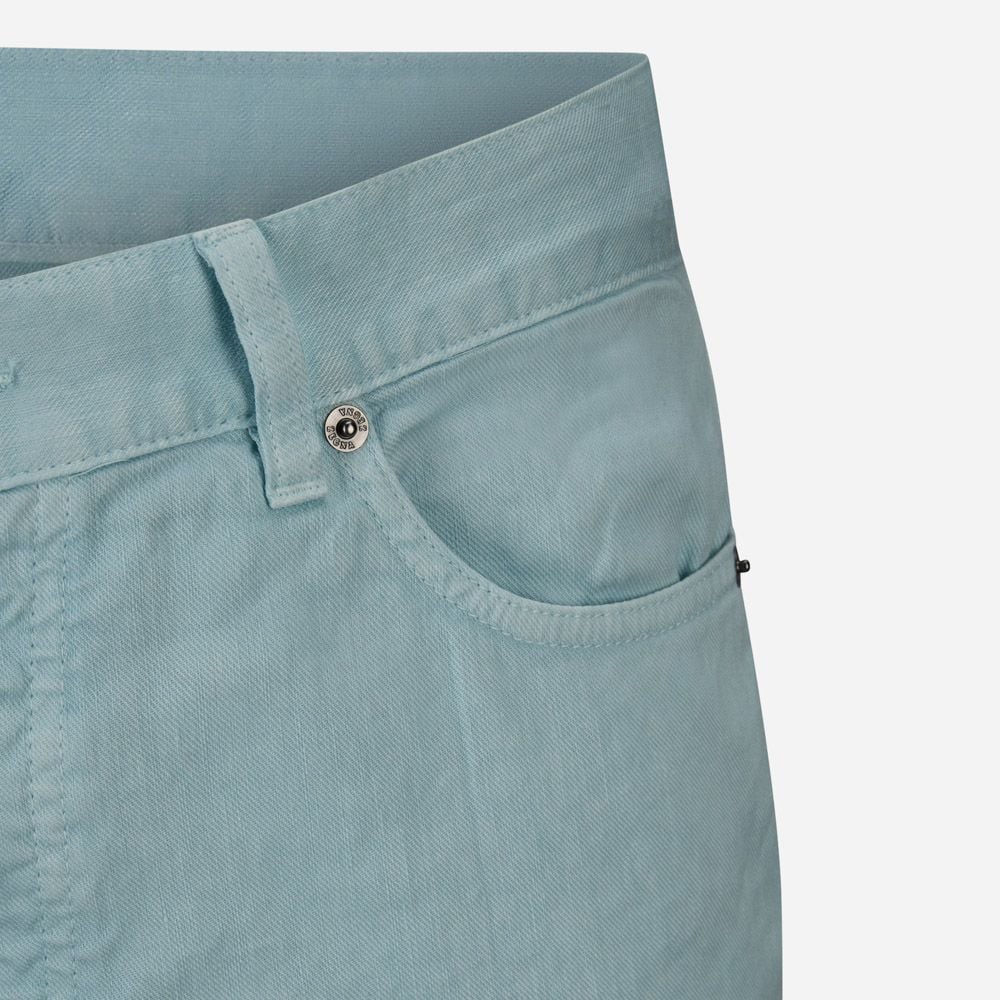 Linen-Cotton Roccia Jeans - Light Blue Fantasy