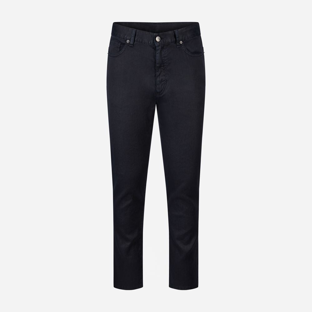 Linen-Cotton Roccia Jeans - Navy Solid