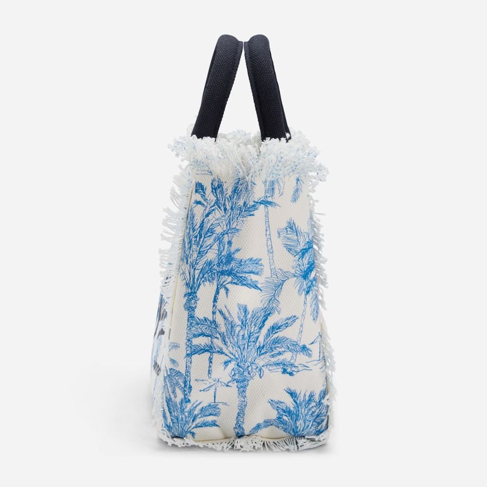Colette Canvas Handbag - Blue-White
