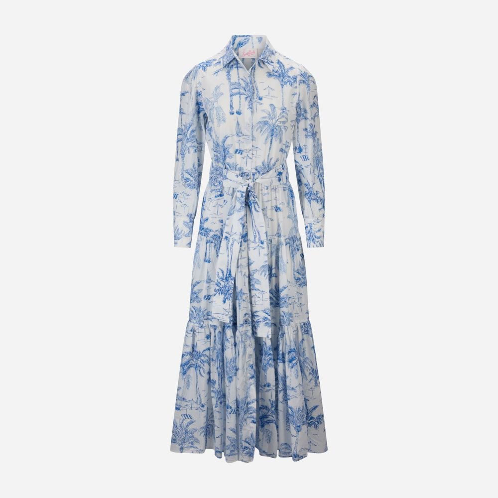 Toile De Jouy Cotton Dress - Blue Saint Beach