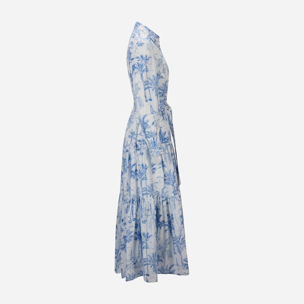 Toile De Jouy Cotton Dress - Blue Saint Beach