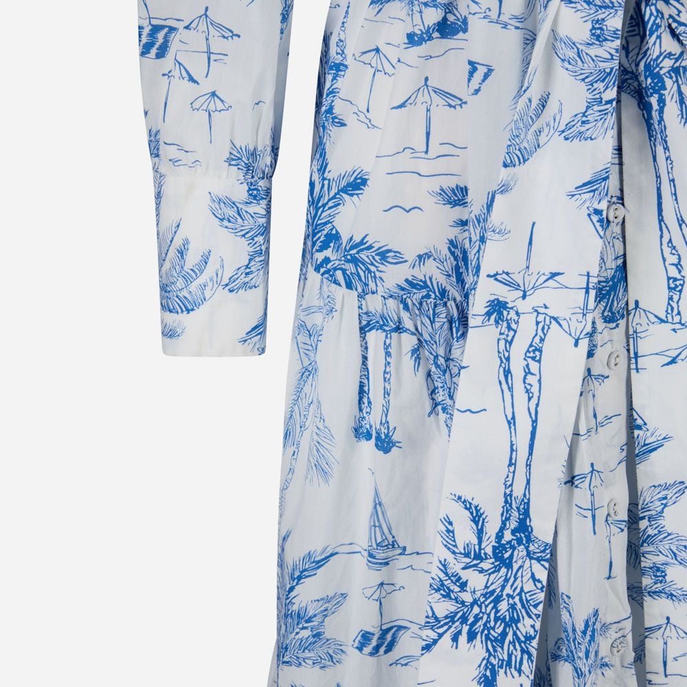 Toile De Jouy Cotton Dress - Blue Saint Beach