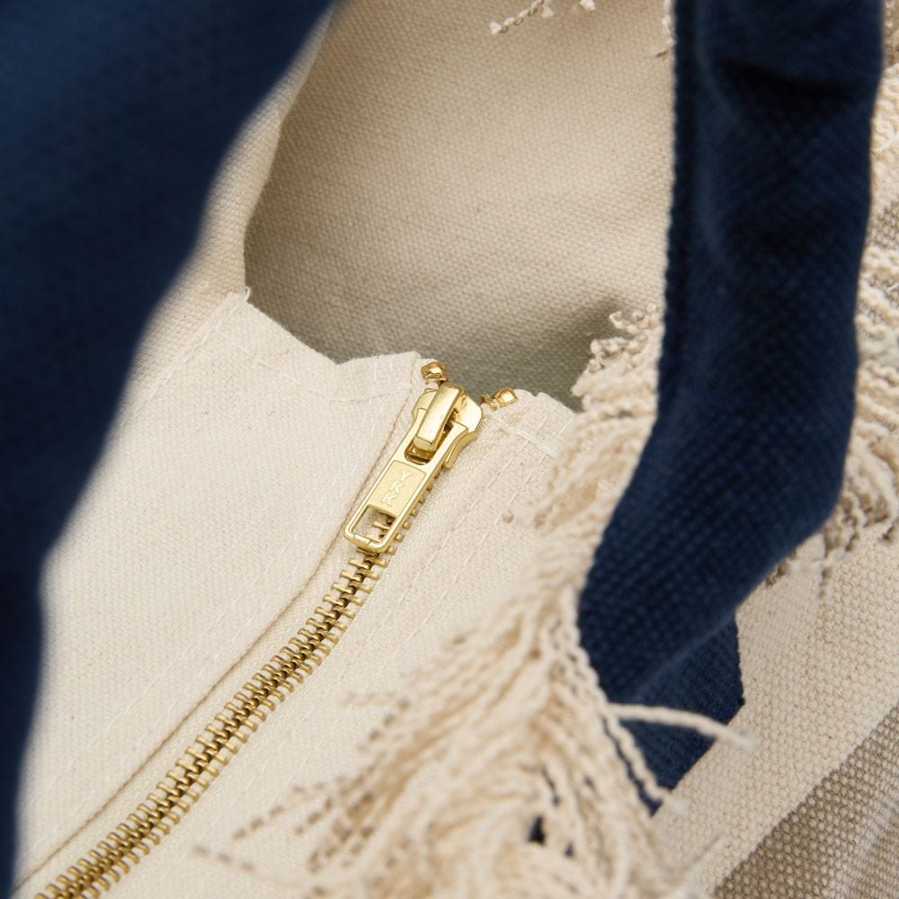 Vanity Canvas Tote Bag - Blue-Beige Stripes
