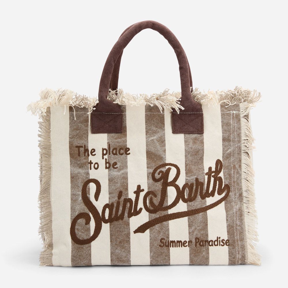 Vanity Canvas Tote Bag - Pop Stripes-Beige