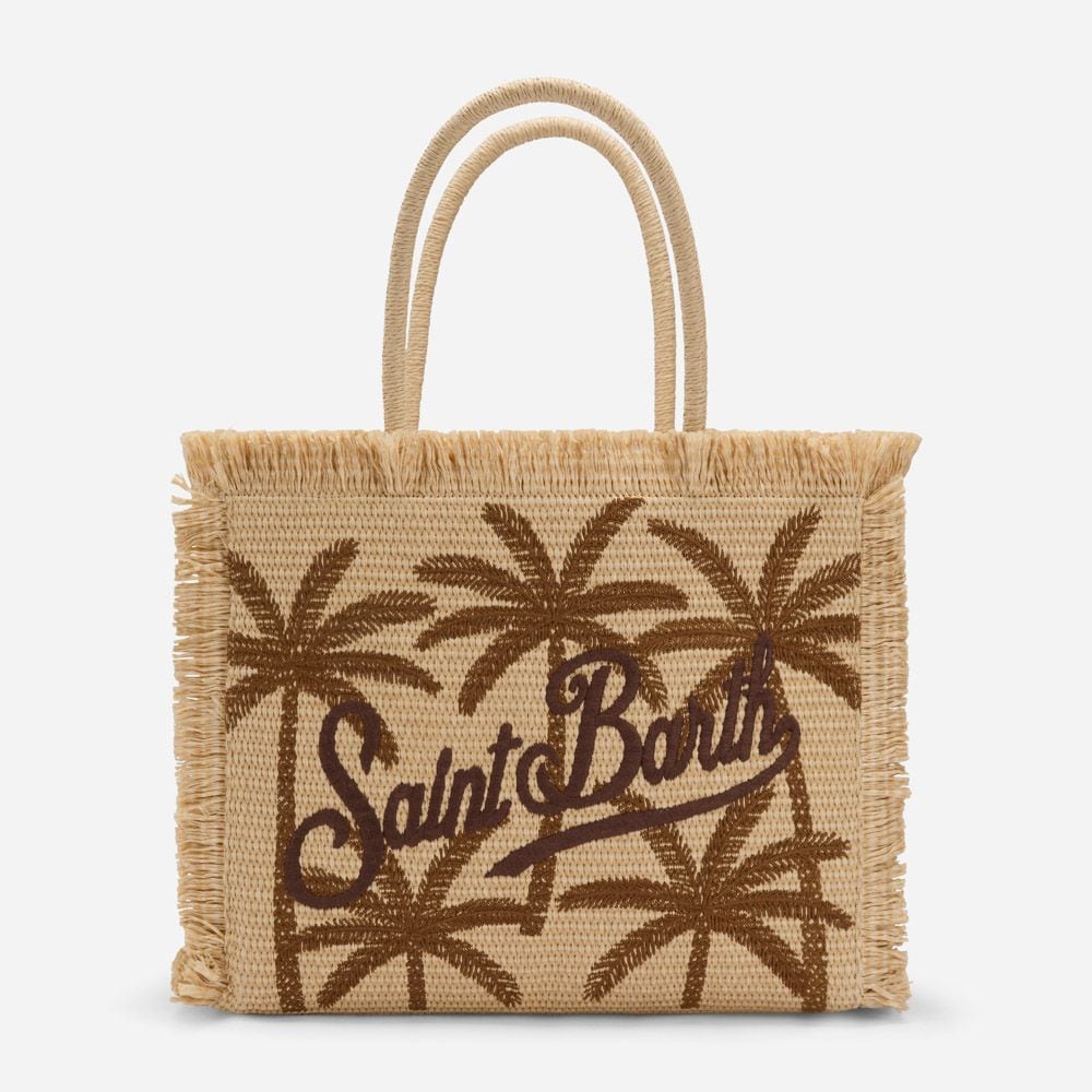 Vanity Straw Effect Tote Bag - Palm