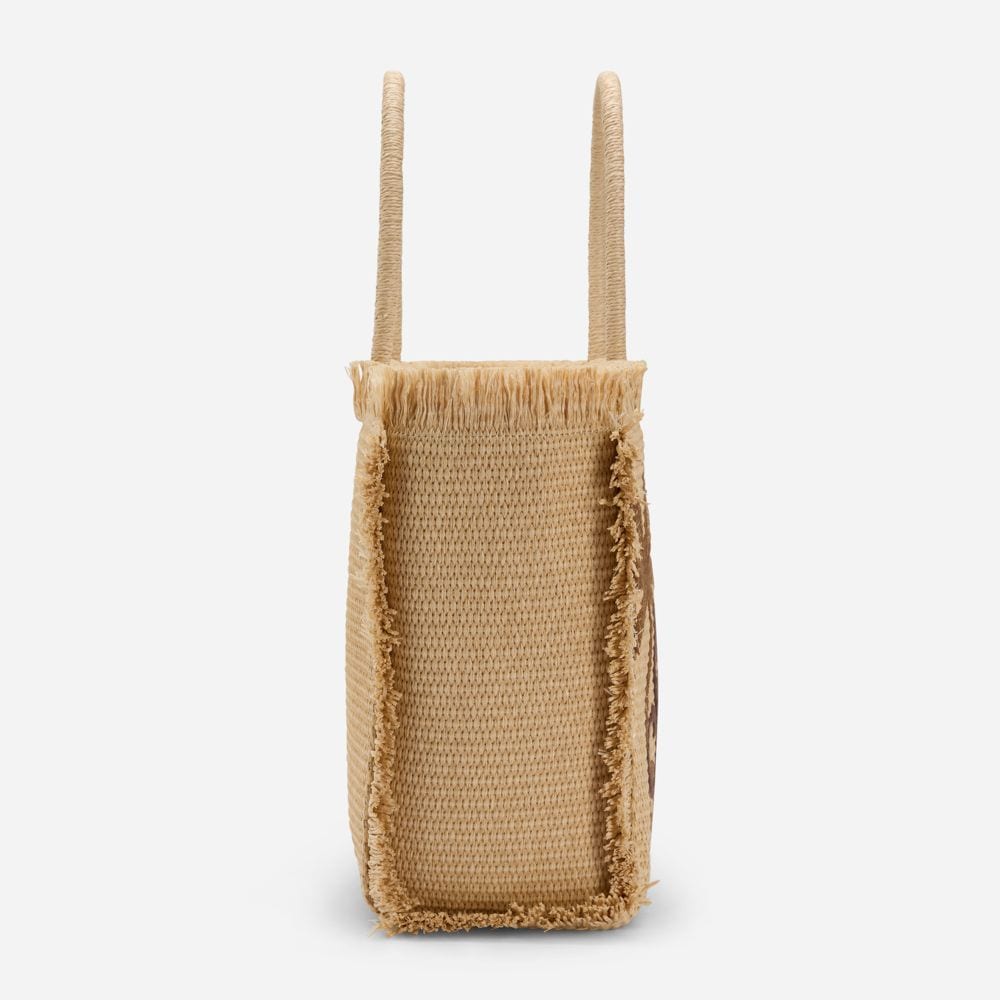 Vanity Straw Effect Tote Bag - Palm