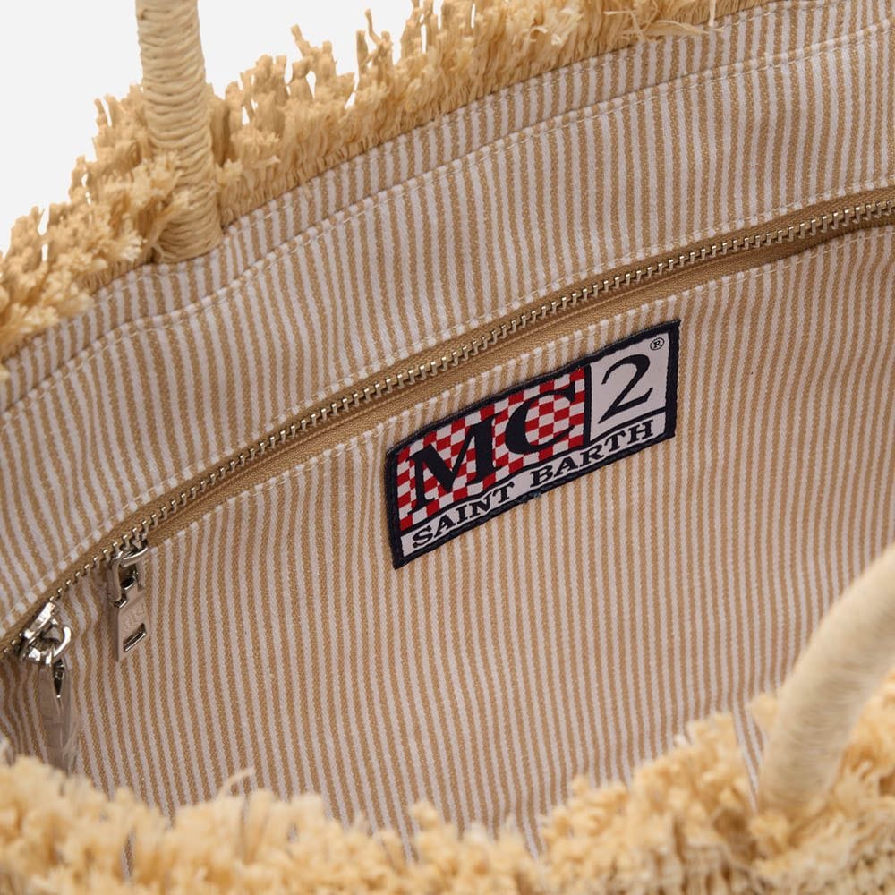 Vanity Straw Effect Tote Bag - Palm