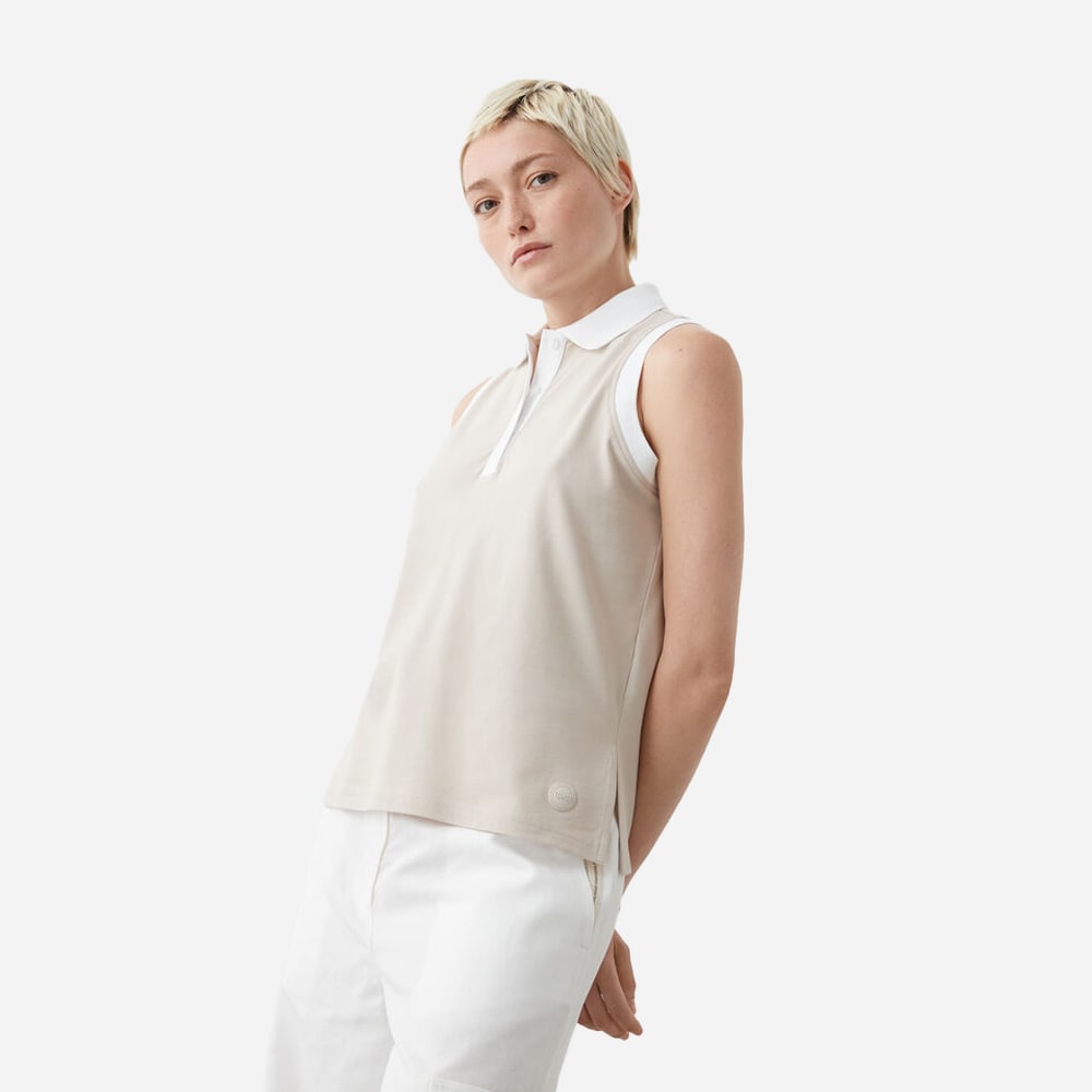 Sleveless Polo-Shirt - Beige