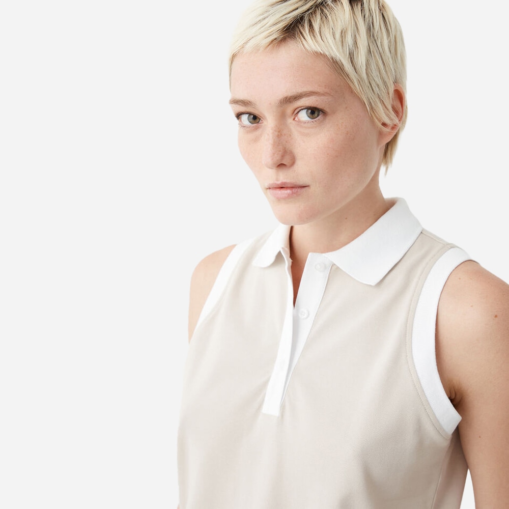 Sleveless Polo-Shirt - Beige