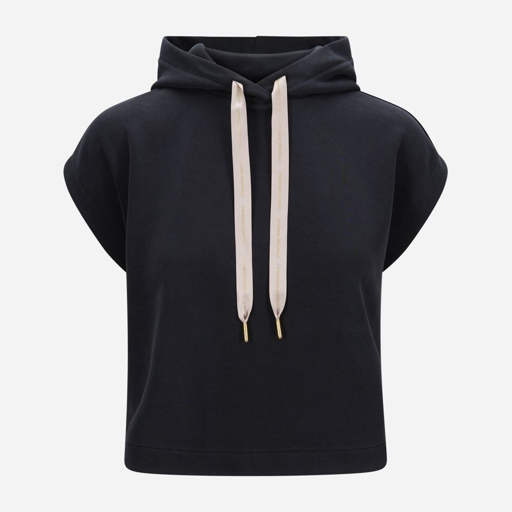 Cupro Interlock Hoodie Vest - Black