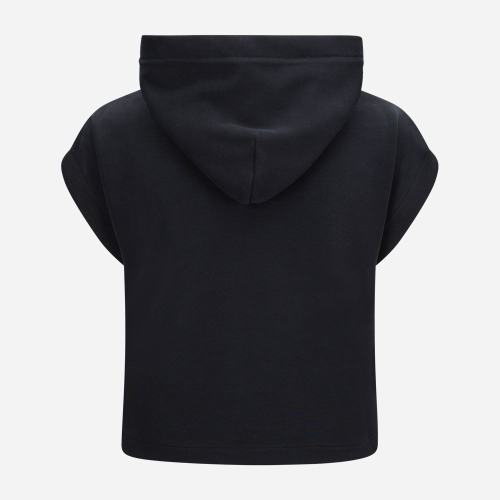 Cupro Interlock Hoodie Vest - Black