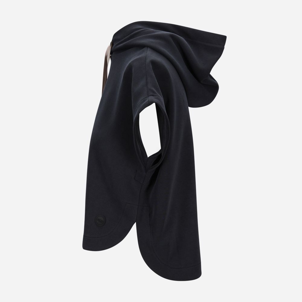 Cupro Interlock Hoodie Vest - Black