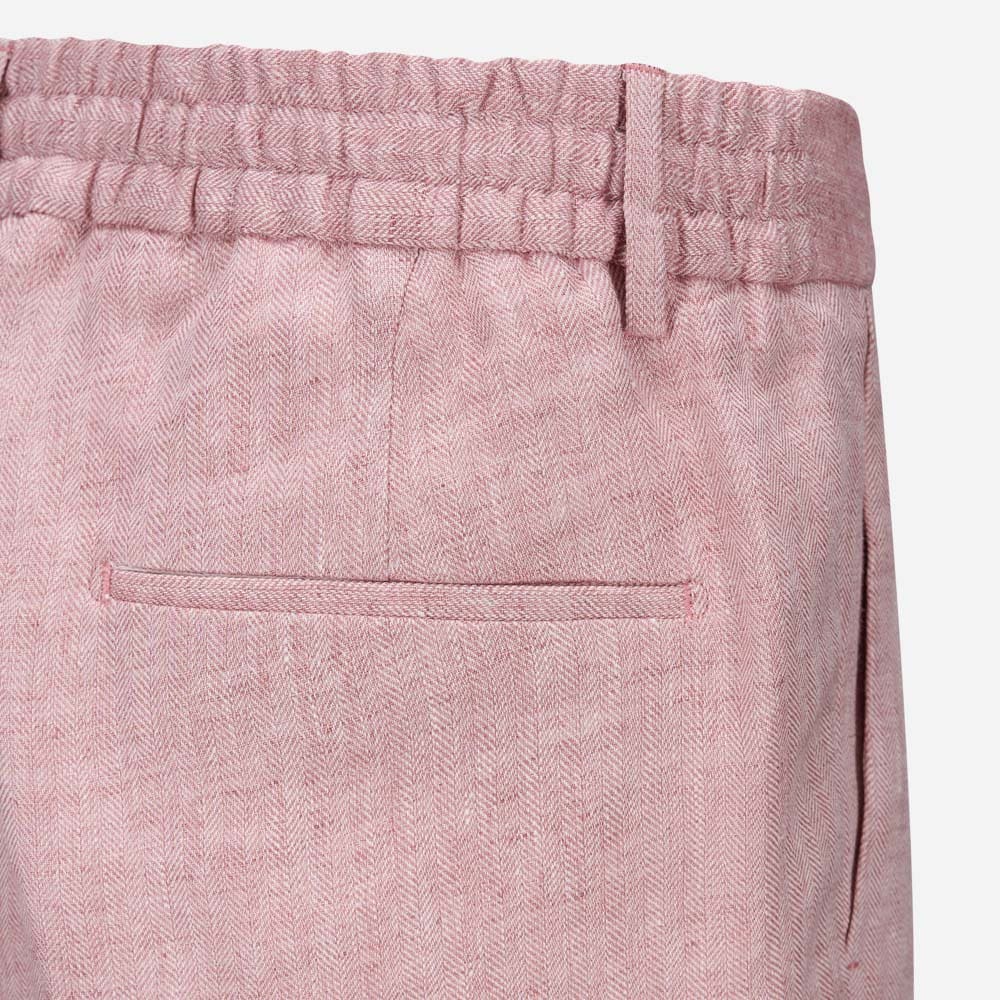 Spiaggia 1 Pleat Linen - Rose Herringbone