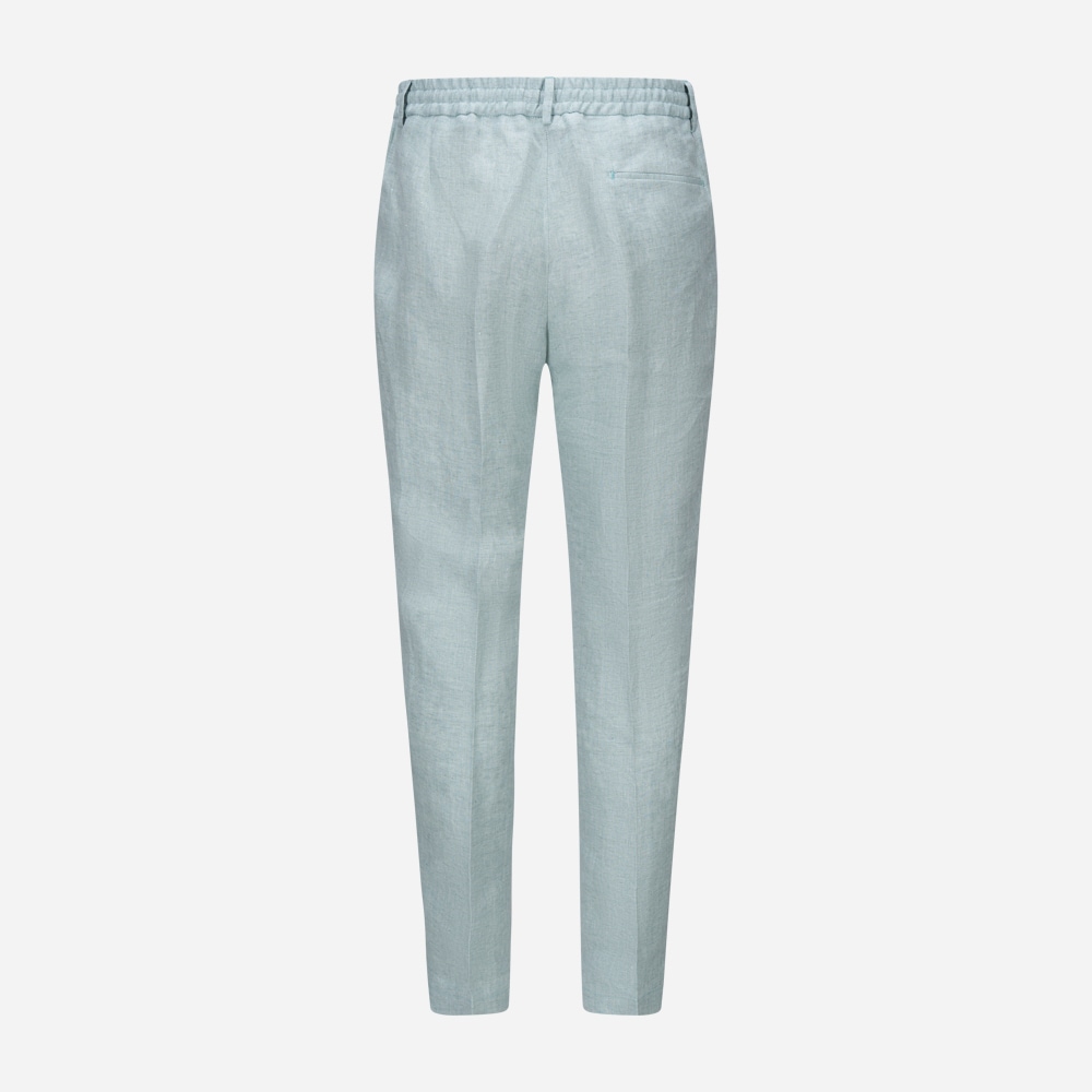 Spiaggia 1 Pleat Linen - Water Green Herringbone