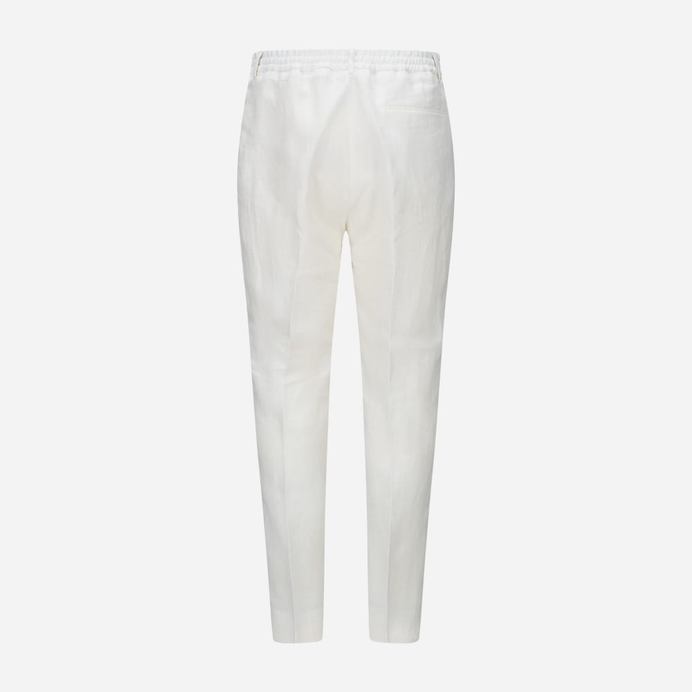 Spiaggia 1 Pleat Linen - White Herringbone