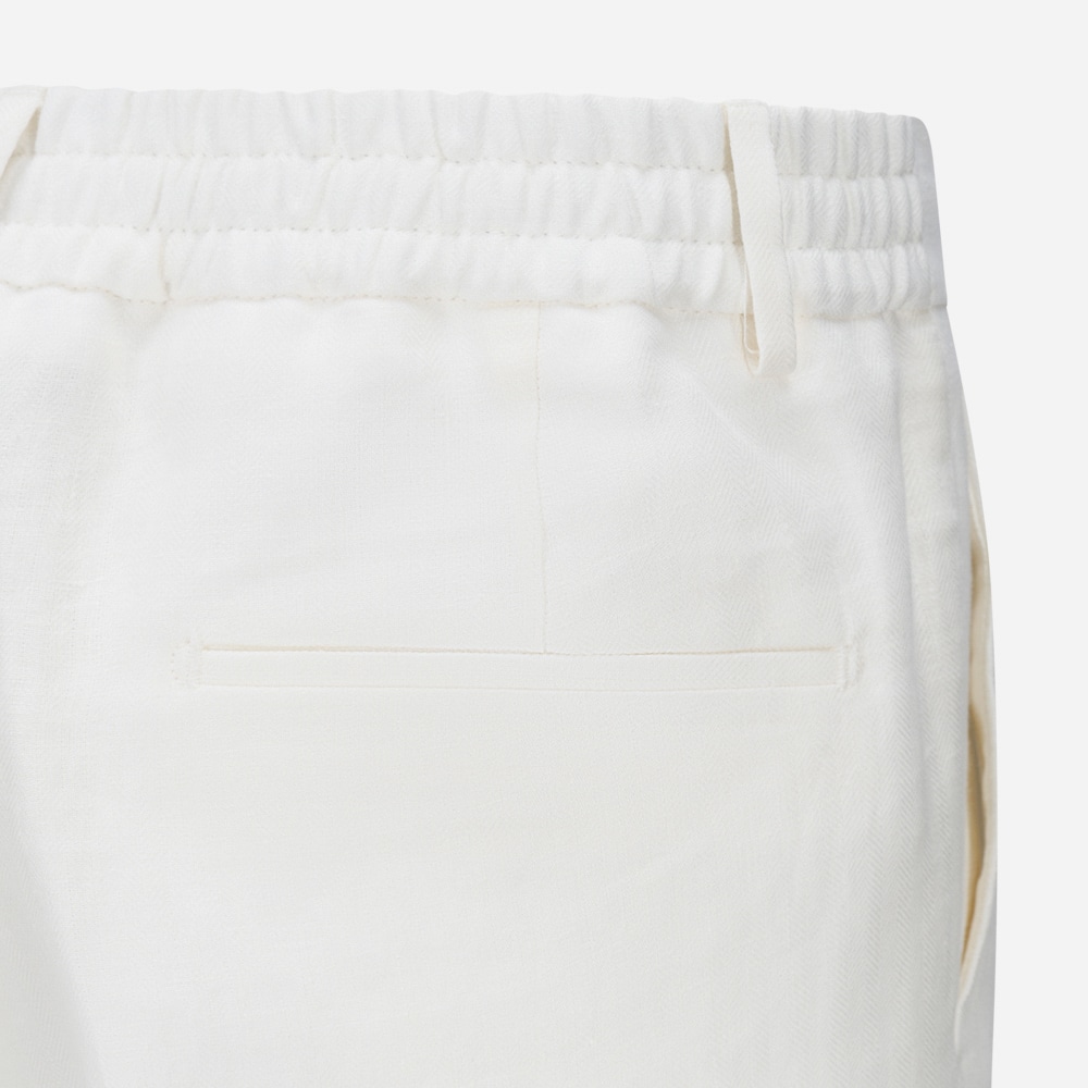 Spiaggia 1 Pleat Linen - White Herringbone